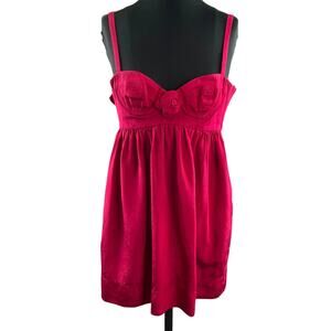 Rebecca Taylor Bright Pink High Waist Rose Detail Mini Dress Size 0